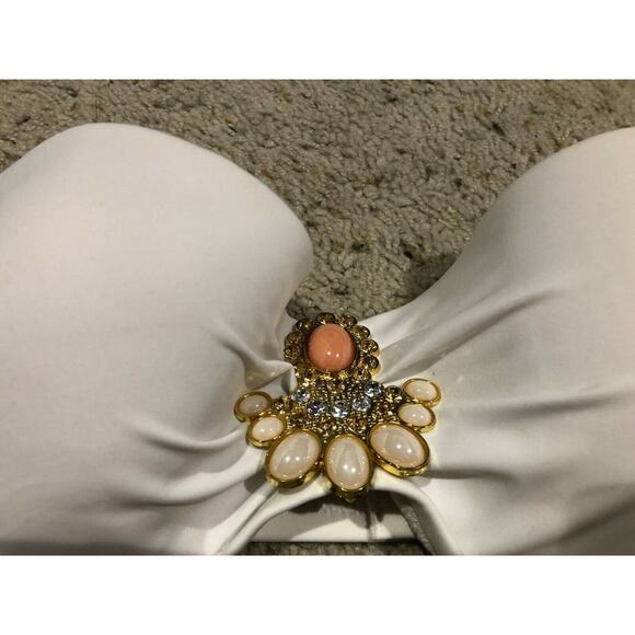 VICTORIA'S SECRET 34C/36B Swim Suit BIKINI TOP JEWEL & Black BOTTOMS Sz M V24 - Picture 6 of 16